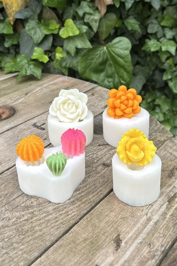 Kaktüs Set-2 Mum Kalıpları ( 4 Adet Kalıp ) ( Silikon ) 1 Adet ürün görseli