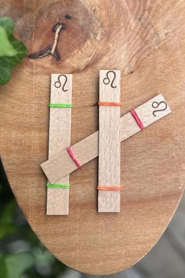 Ahşap Düz Model 15mm en x 100mm boy x 0,5mm kalınlık ASLAN BURCU (MODEL-2) DESENLİ Mum Fitili + Sehpa - Resim 2