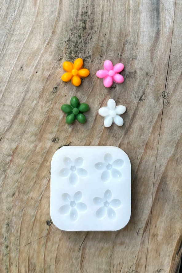 Özlem Çiçeği Dörtlü Mum Kalıbı (Silikon) (1 Adet) - Resim 2