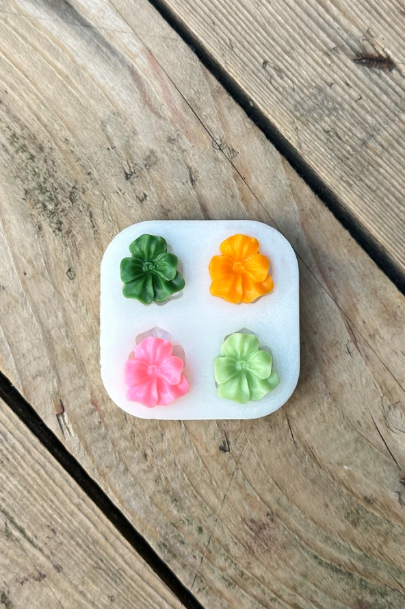 Menekşe Orkidesi Çiçek Dörtlü Mum Kalıbı (Silikon) (1 Adet) - Resim 2