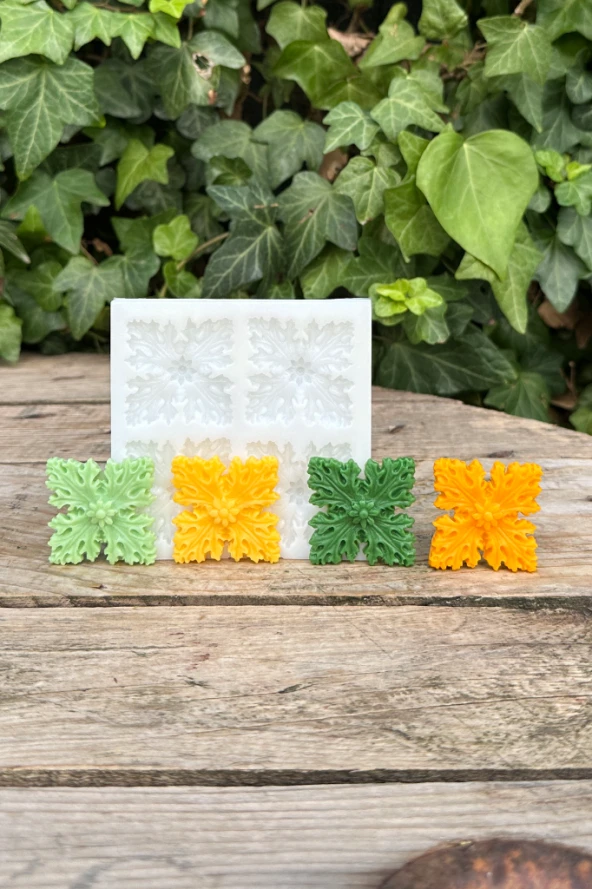 Kar Tanesi Çiçeği Dörtlü Mum Kalıbı (Silikon) (1 Adet) - Resim 3