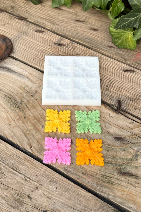 Kar Tanesi Çiçeği Dörtlü Mum Kalıbı (Silikon) (1 Adet) - Resim 4