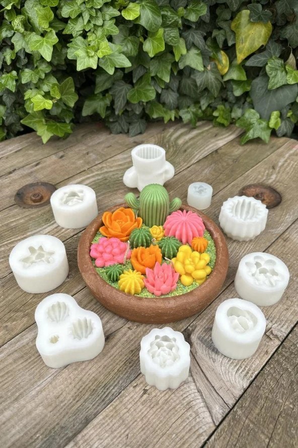 Kaktüs Set-3 Mum Kalıpları ( 9 Adet Kalıp ) ( Silikon ) 1 Adet ürün görseli