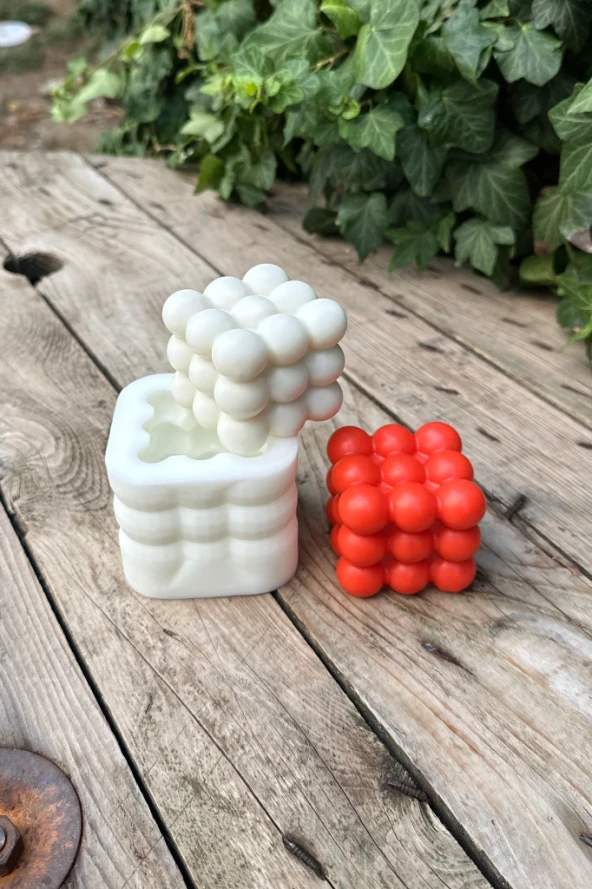 Bubble Küp Tekli Mum Kalıbı ( Silikon ) 1 Adet ürün görseli