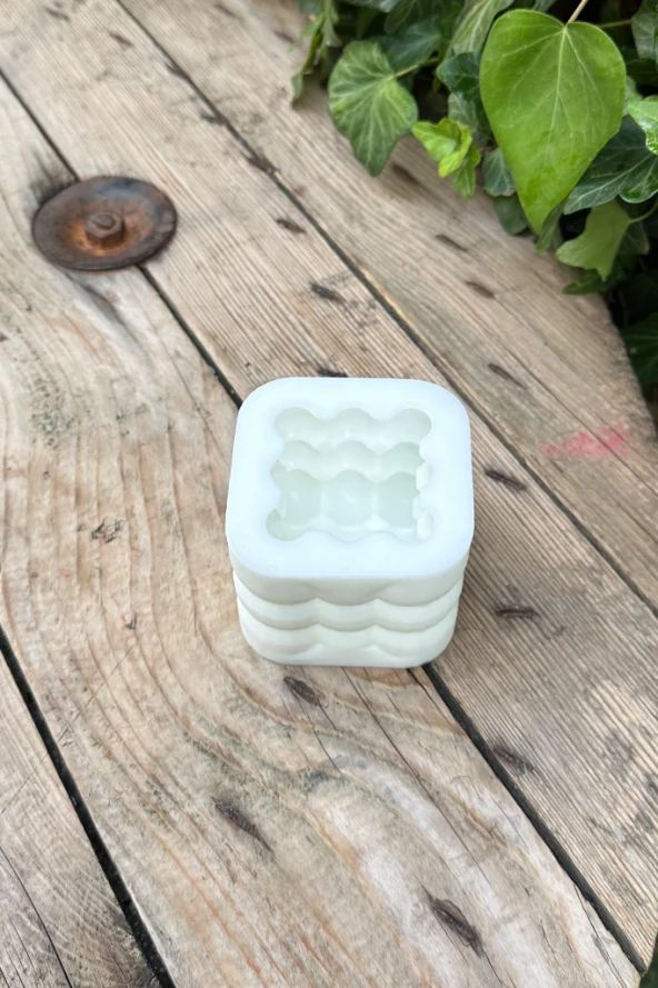 Bubble Küp Tekli Mum Kalıbı ( Silikon ) 1 Adet - Resim 3