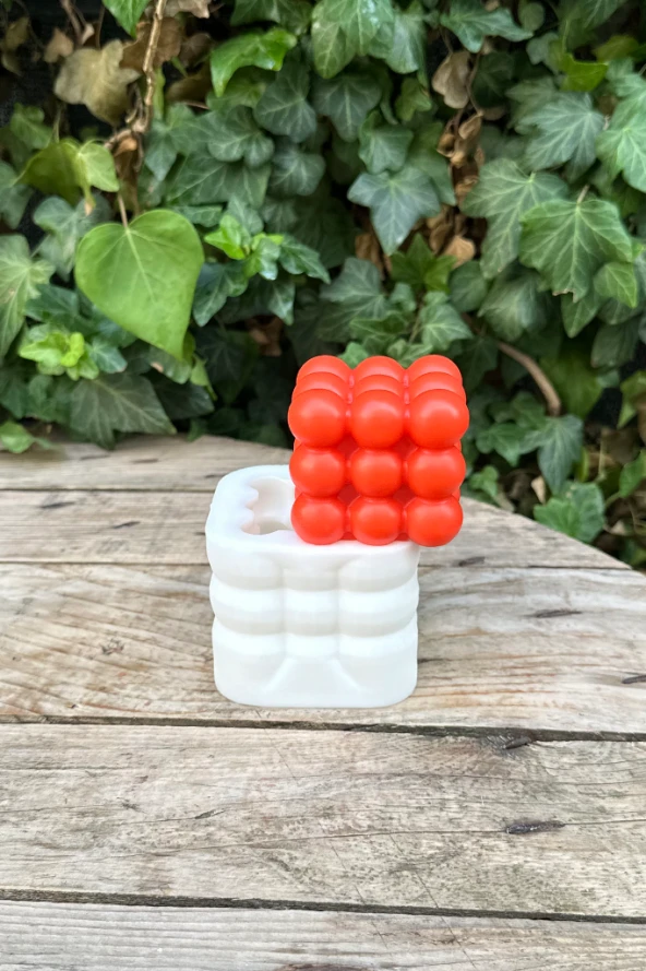 Bubble Küp Tekli Mum Kalıbı ( Silikon ) 1 Adet - Resim 5