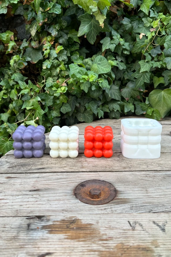 Bubble Küp Tekli Mum Kalıbı ( Silikon ) 1 Adet - Resim 6