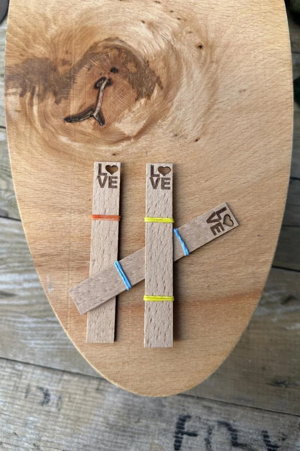 Ahşap Düz Model 15mm en x 100mm boy x 0,5mm kalınlık LOVE YAZI DESENLİ Mum Fitili + Sehpa ( 10 Adet ) - Resim 5
