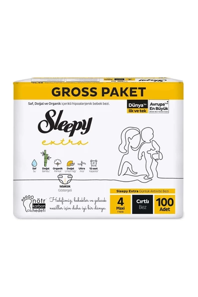 Sleepy Extra Günlük Aktivite Gross Paket Bebek Bezi 4 Numara Maxi 100 Adet - 2