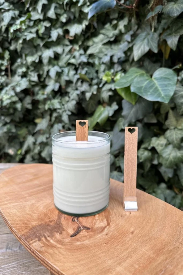 Ahşap Düz Model 15mm en x 100mm boy x 0,5mm kalınlık KALP BOŞLUK DESENLİ Mum Fitili + Sehpa ( 10 Adet ) ürün görseli