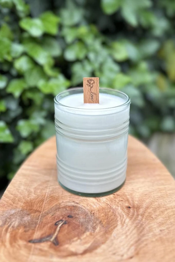 Ahşap Düz Model 15mm en x 100mm boy x 0,5mm kalınlık GÜL LOVE DESENLİ Mum Fitili + Sehpa ( 10 Adet ) - Resim 4