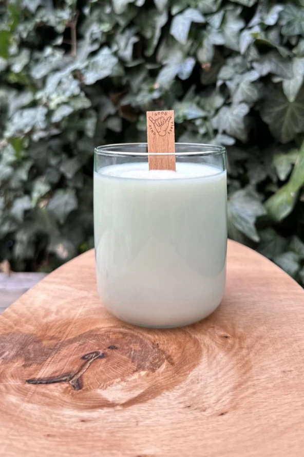 Ahşap Düz Model 15mm en x 100mm boy x 0,5mm kalınlık ONLY GOOD VİBES YAZI DESENLİ Mum Fitili + Sehpa ( 10 Adet ) - Resim 3