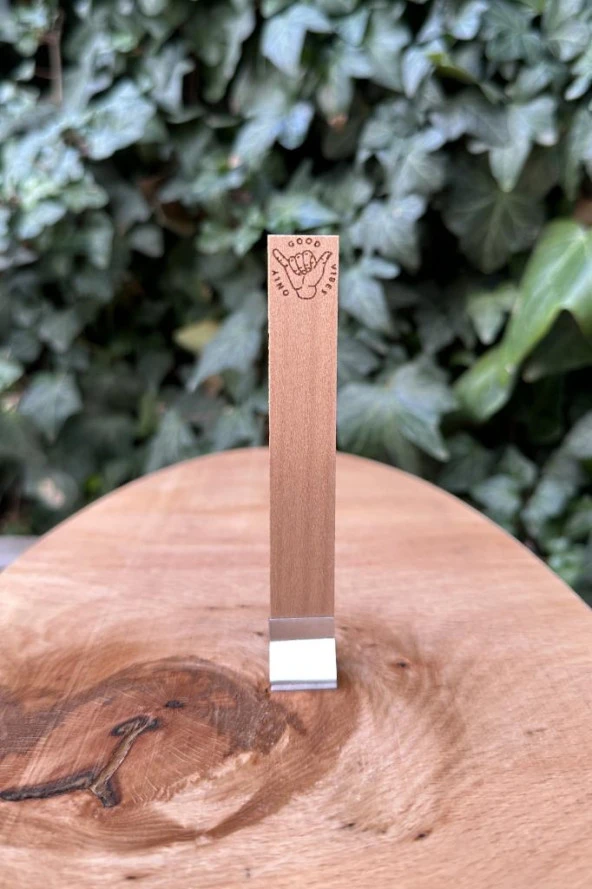 Ahşap Düz Model 15mm en x 100mm boy x 0,5mm kalınlık ONLY GOOD VİBES YAZI DESENLİ Mum Fitili + Sehpa ( 10 Adet ) - Resim 4