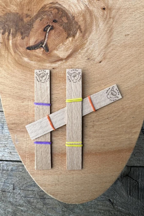 Ahşap Düz Model 15mm en x 100mm boy x 0,5mm kalınlık ONLY GOOD VİBES YAZI DESENLİ Mum Fitili + Sehpa ( 10 Adet ) - Resim 5