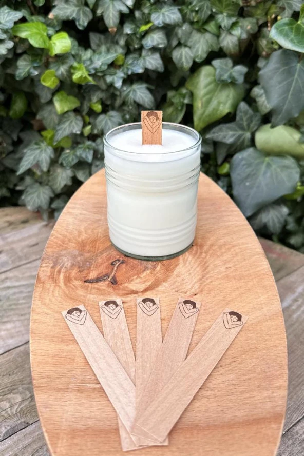 Ahşap Düz Model 15mm en x 100mm boy x 0,5mm kalınlık CANIM KENDİM DESENLİ Mum Fitili + Sehpa ( 10 Adet ) - Resim 4