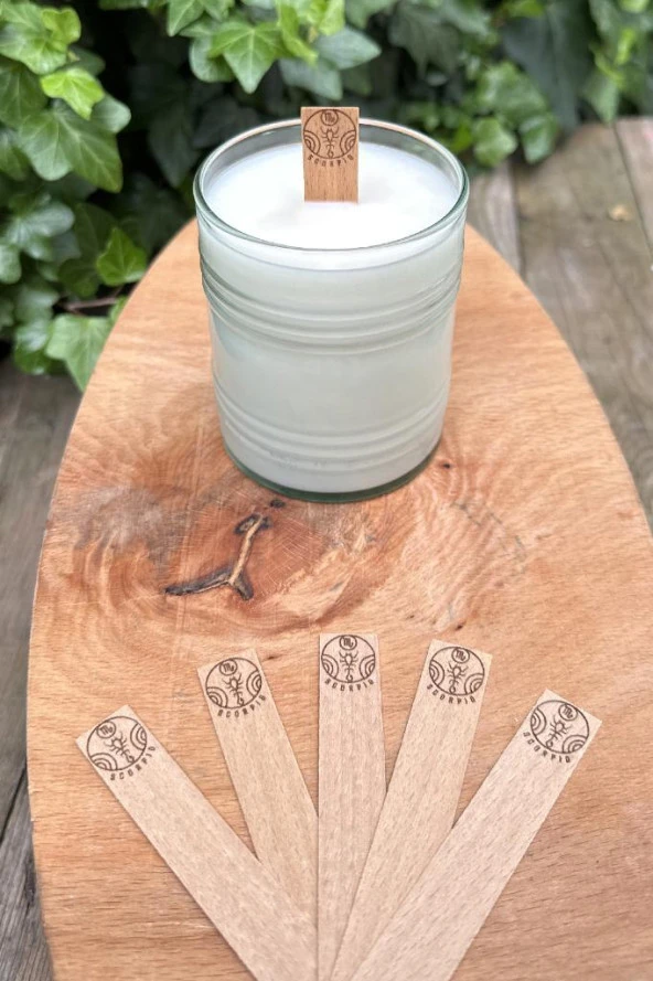 Ahşap Düz Model 15mm en x 100mm boy x 0,5mm kalınlık AKREP BURCU (MODEL-1) DESENLİ Mum Fitili + Sehpa - Resim 2