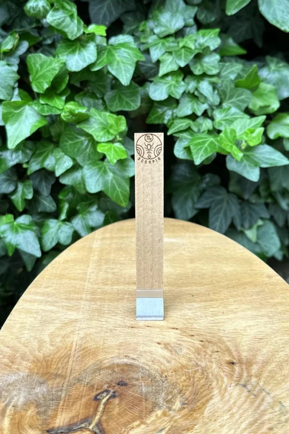 Ahşap Düz Model 15mm en x 100mm boy x 0,5mm kalınlık AKREP BURCU (MODEL-1) DESENLİ Mum Fitili + Sehpa - Resim 5