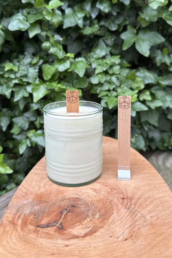 Ahşap Düz Model 15mm en x 100mm boy x 0,5mm kalınlık YAY BURCU (MODEL-1) DESENLİ Mum Fitili + Sehpa ürün görseli