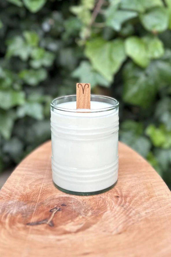 Ahşap Düz Model 15mm en x 100mm boy x 0,5mm kalınlık KOÇ BURCU (MODEL-2) DESENLİ Mum Fitili + Sehpa - Resim 2