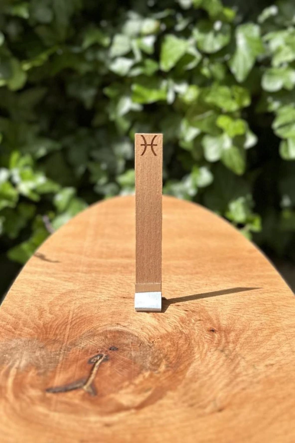 Ahşap Düz Model 15mm en x 100mm boy x 0,5mm kalınlık BALIK BURCU (MODEL-2) DESENLİ Mum Fitili + Sehpa - Resim 3