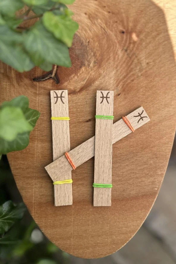 Ahşap Düz Model 15mm en x 100mm boy x 0,5mm kalınlık BALIK BURCU (MODEL-2) DESENLİ Mum Fitili + Sehpa - Resim 5