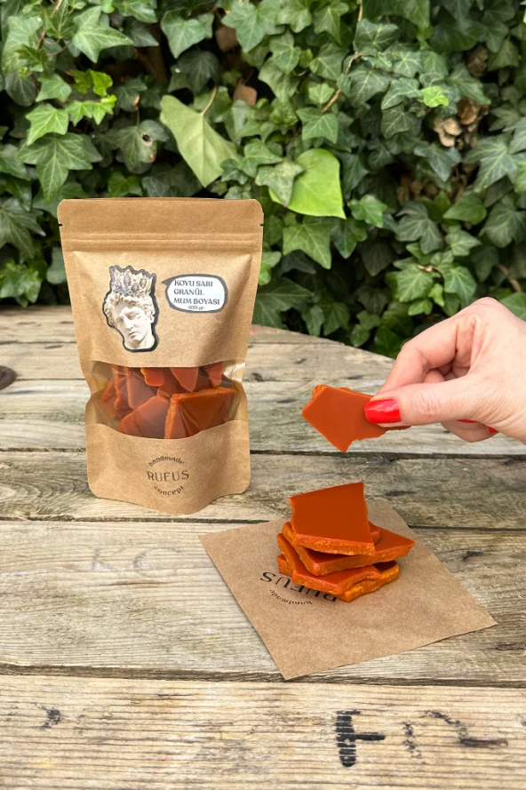 Koyu Sarı Granül Mum Boyası 100 gram - Resim 2