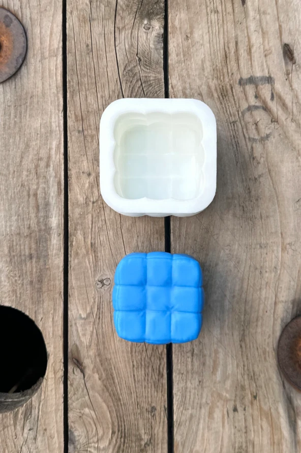Bubble Yastık Küp Tekli Mum Kalıbı ( Silikon ) 1 Adet - Resim 3