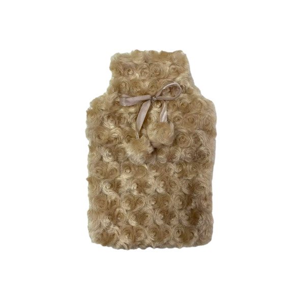 SICAK SU TORBASI PONPONLU TERMOFOR PELUŞ BEJ  28x17CM 750ml - 2