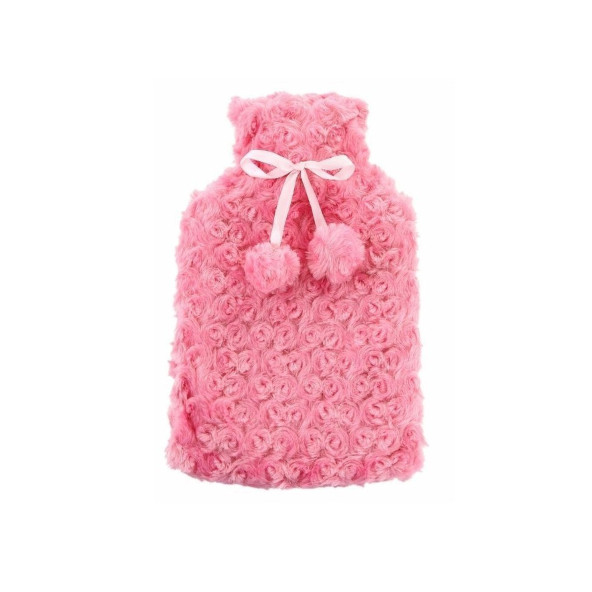 SICAK SU TORBASI PONPONLU TERMOFOR PELUŞ PEMBE  28x17CM 750ml - 2