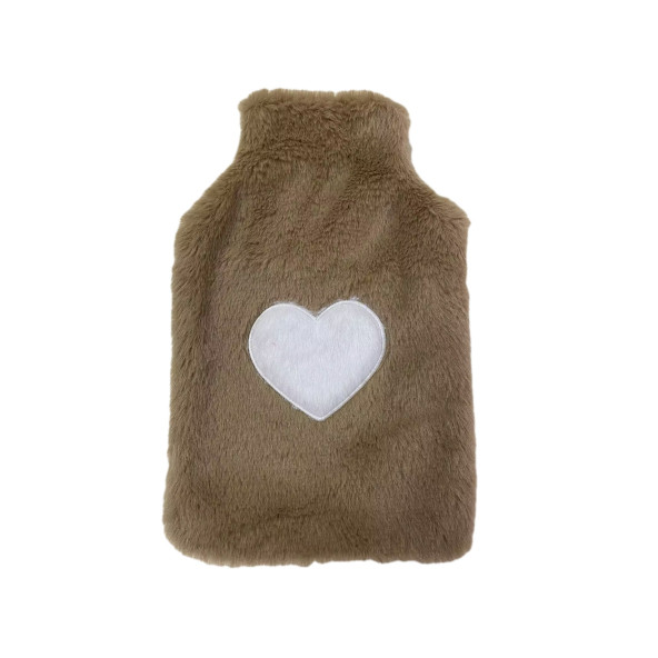 SICAK SU TORBASI PELUŞ KALPLİ,BEJ TERMOFOR 29x17CM 750ml - 2