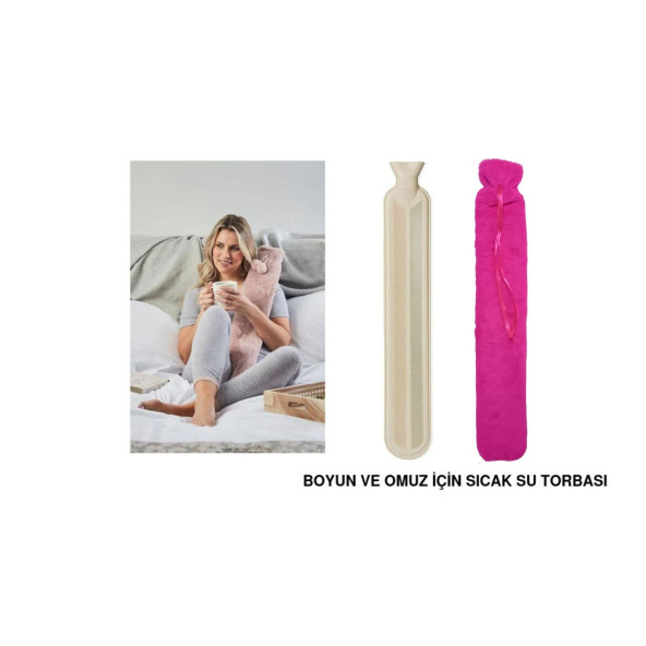SICAK SU TORBASIBOYUN VE OMUZ ICIN  UZUN PELUŞ PEMBE 2LT TERMOFOR 75x13CM