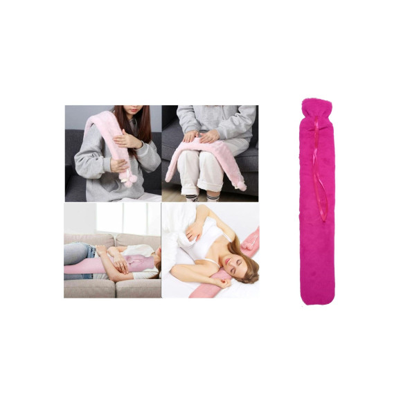 SICAK SU TORBASIBOYUN VE OMUZ ICIN  UZUN PELUŞ PEMBE 2LT TERMOFOR 75x13CM - 2