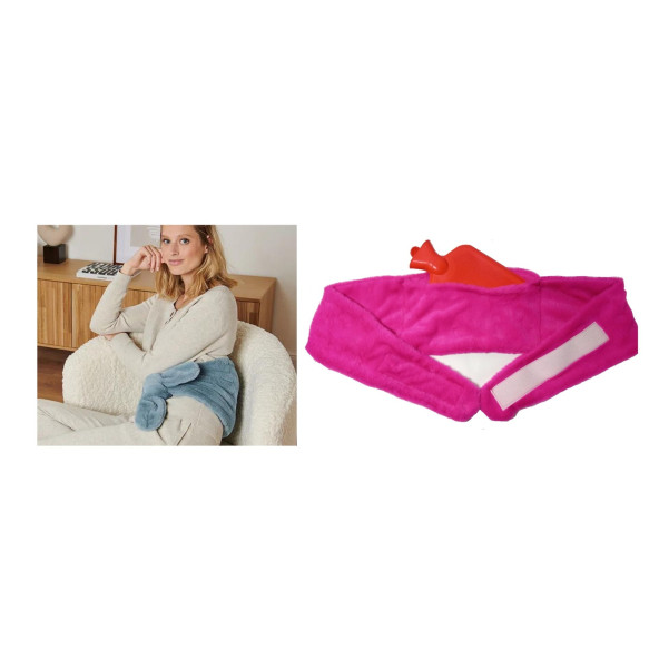 SICAK SU TORBASI BEL VE OMUZ ICIN KUSAK SEKLINDE PELUŞ PEMBE TERMOFOR 1500ML 160x22CM - 3
