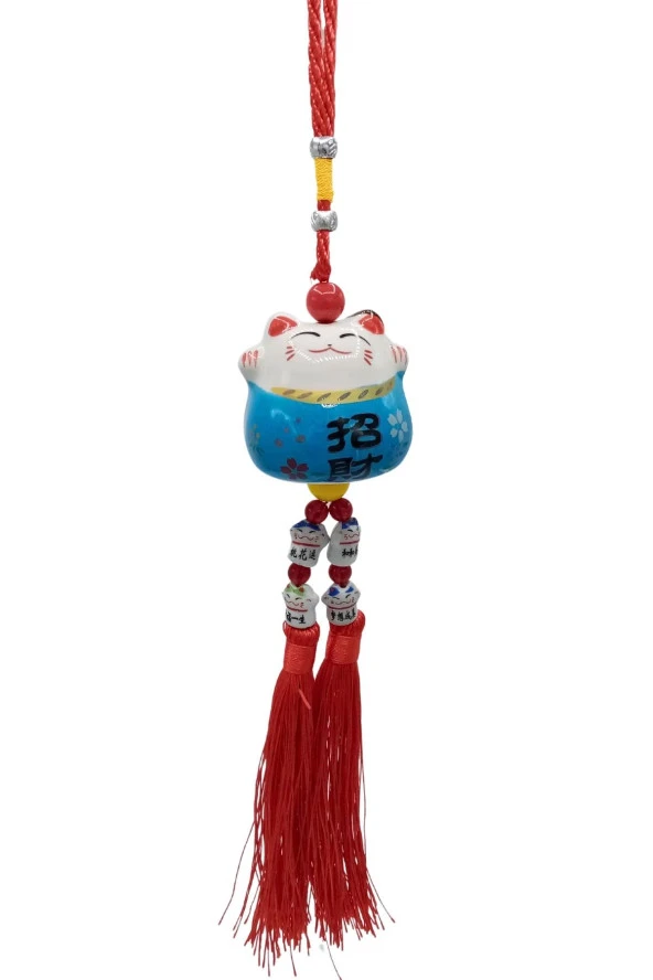 Feng Shui Maneki Neko Şans Kedisi Mavi No.4 - Resim 6