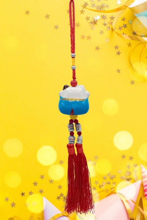 Feng Shui Maneki Neko Şans Kedisi Mavi No.4 - Resim 8