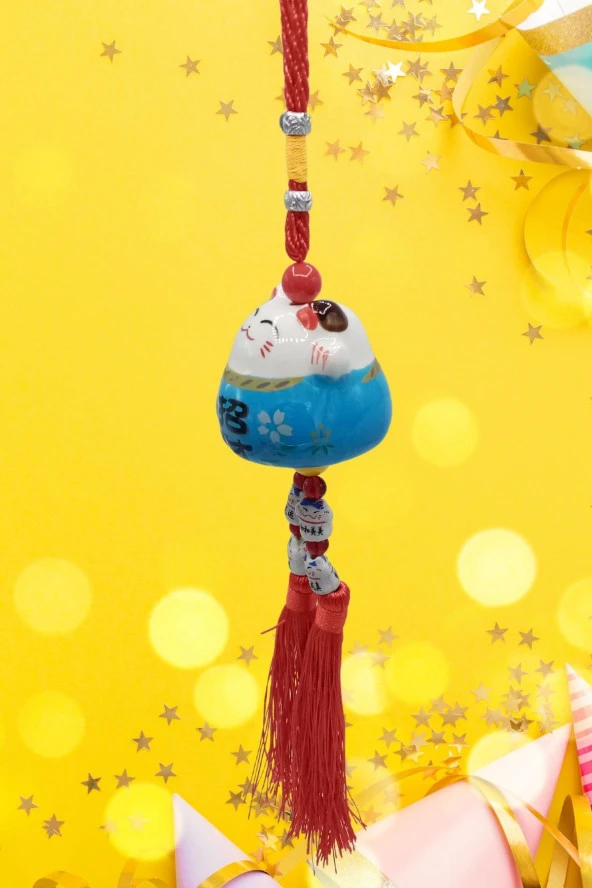 Feng Shui Maneki Neko Şans Kedisi Mavi No.4 - Resim 9