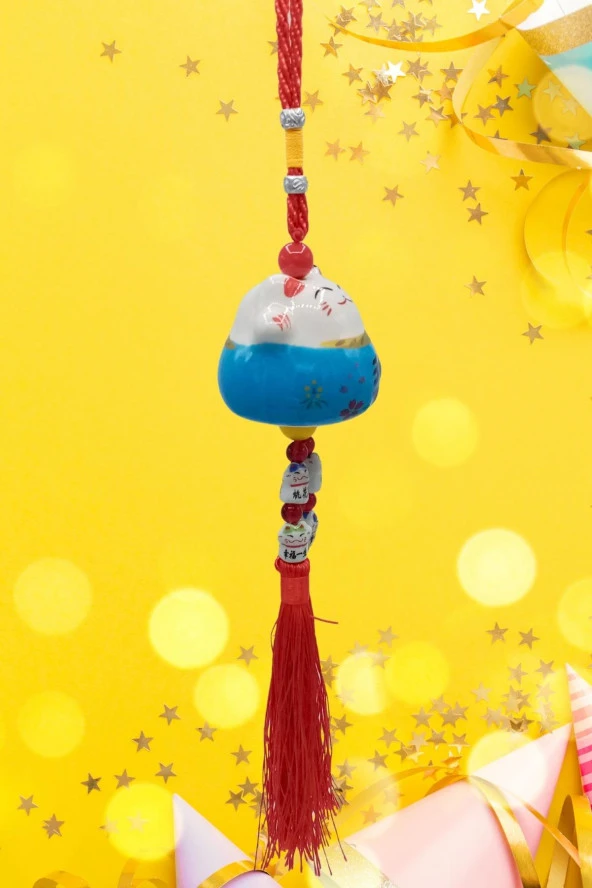 Feng Shui Maneki Neko Şans Kedisi Mavi No.4 - Resim 10