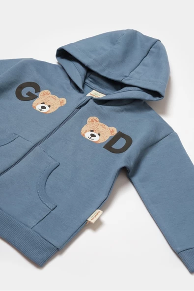 Bebek Kapüşonlu Ceket ve Pantolon Takımı, %100 Organik Pamuk, Bebek ve Yenidoğan Serisi - CSY8005 - 7