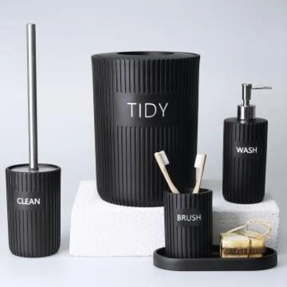SELİM DEKOR GROOVED BANYO SETİ SİYAH