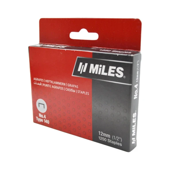 Miles No:4 12 mm Çakma Zımba Teli Gümüş 1250 li Type 140