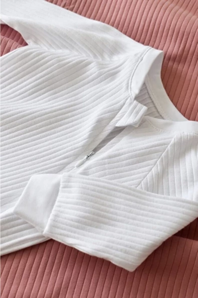 Bebek Fermuarlı Tulum, %95 Organik Pamuk - %5 Elastan, Bebek ve Yenidoğan Serisi - CSYR4611 - 5