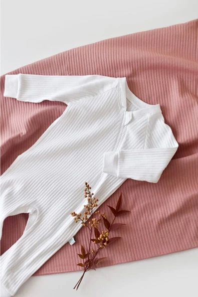 Bebek Fermuarlı Tulum, %95 Organik Pamuk - %5 Elastan, Bebek ve Yenidoğan Serisi - CSYR4611 - 2