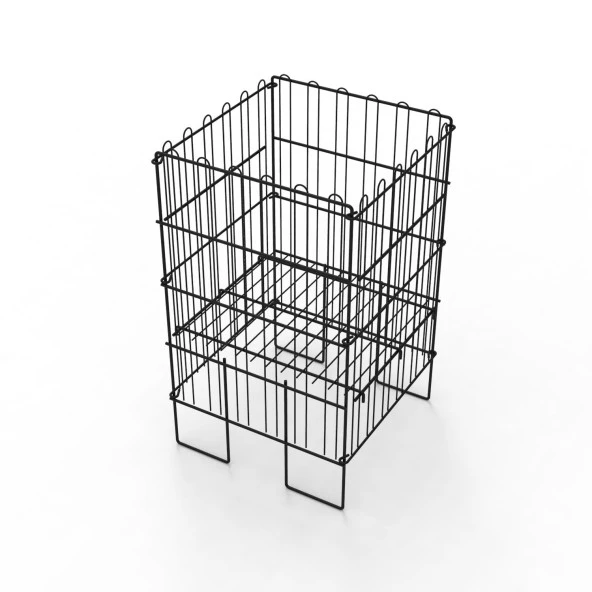 Ergonomik Tasarım 40x40 Katlanır Tel Havuz Sepeti Siyah – Market, Avm, ve Bakkal İçin İdeal Ürün Teşhir Standı – 3 Kademeli Kullanım - 2