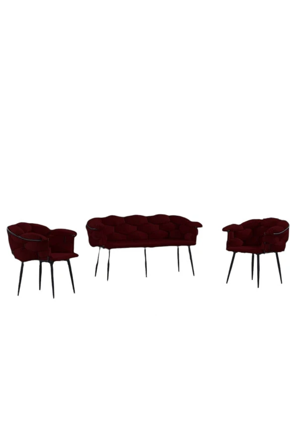 Balon Çay Seti Siyah Iskelet-bordo