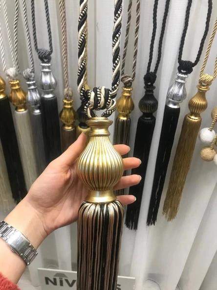 NİVEMESHOME SİYAH-BEJ KARMA SAÇAKLI TAVAN TOPLAMA BRAÇOL - 3