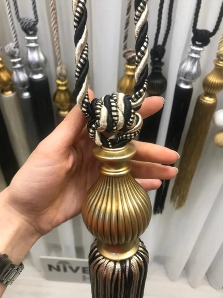 NİVEMESHOME SİYAH-BEJ KARMA SAÇAKLI TAVAN TOPLAMA BRAÇOL - 2