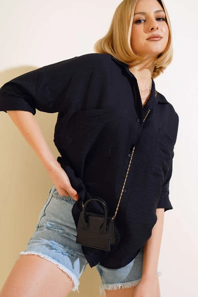 Fakir Kol Salaş Gömlek Siyah