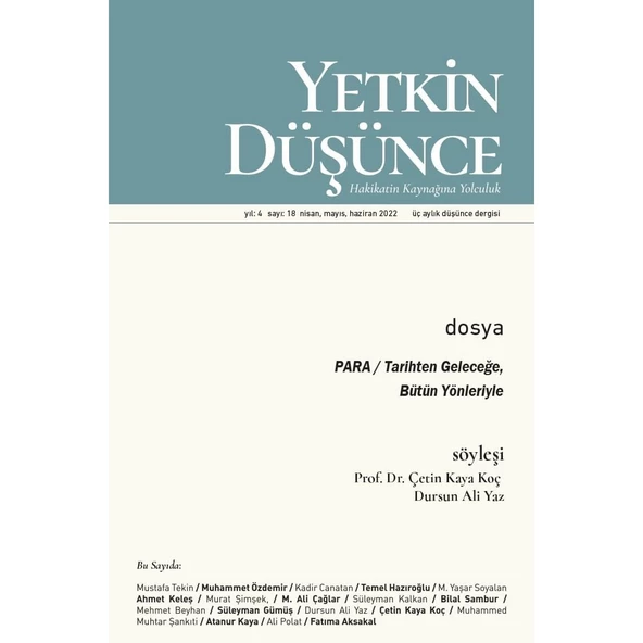Yetkin Düşünce 18.Sayı Nisan-Haziran 2022 ürün görseli