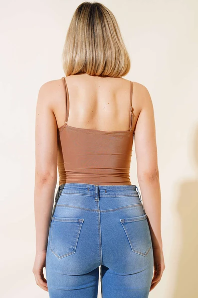 Dantelli Çıtçıtlı Body Latte - Resim 3