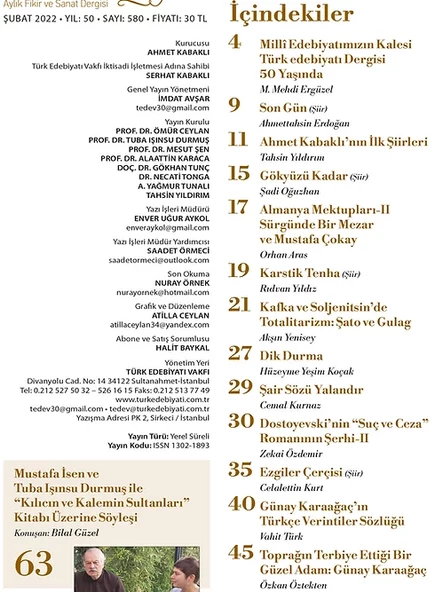 Türk Edebiyatı 580.Sayı Şubat 2022 - Resim 2